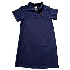 Disney Mickey‎ Mouse Polo Dress Navy Blue White Trim Girls Size M